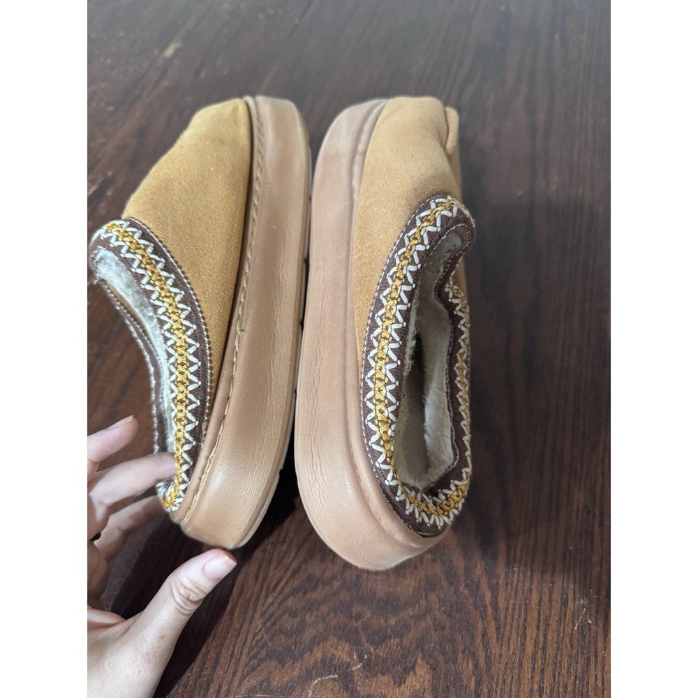 HOME Memory Foam House Slippers Women's 9 Brown Faux Suede Sherpa Lined Clogs - Picture 5 of 6